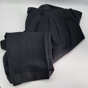 Vgt Wool Black High-Waist Pleated Trousers For Women - Classic Tailored Fit With